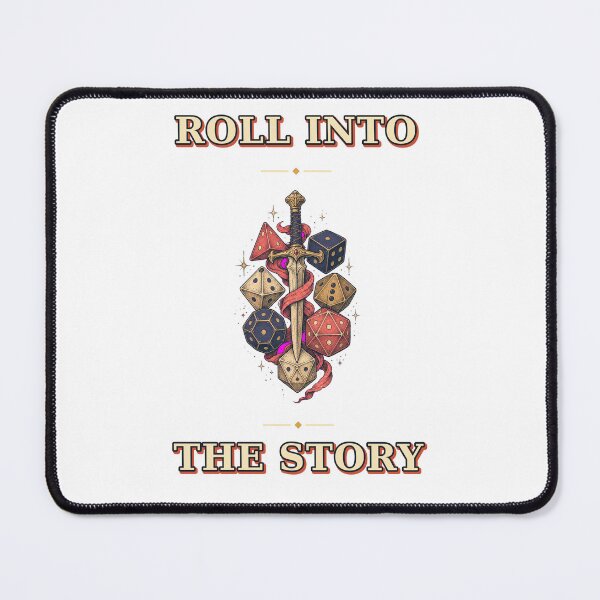 Item preview, Roll Into The Story Polyhedral Dice Sword Graphic designed and sold by Freshloop Studio | Whimsical Vintage Art.