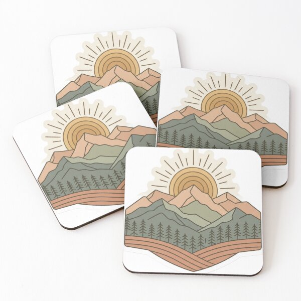 Item preview, Minimalist Mountain Sunrise Sticker | Nature Landscape Adventure Decal designed and sold by AdityaShop18.