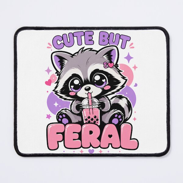 Item preview, Cute But Feral — Kawaii Raccoon Boba Tea & Pastel Trash Panda Meme designed and sold by BumbleBloom7.