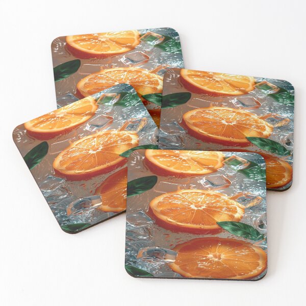 Item preview, The Perfect Summer Iced Moment, Frozen Orange Slices & Ice Cubes - Refreshing Summer Design with Green Leaves designed and sold by RAYBIL.
