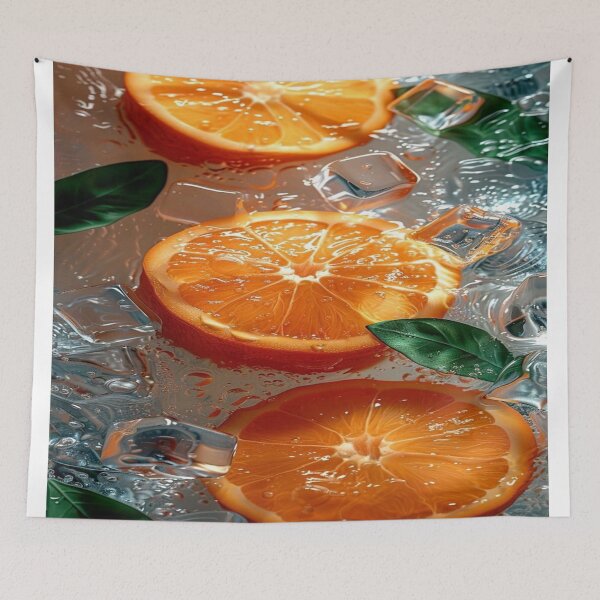 Item preview, The Perfect Summer Iced Moment, Frozen Orange Slices & Ice Cubes - Refreshing Summer Design with Green Leaves designed and sold by RAYBIL.