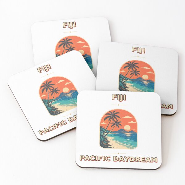 Item preview, Fiji Pacific Daydream Retro Lagoon Travel Graphic designed and sold by Freshloop Studio | Whimsical Vintage Art.
