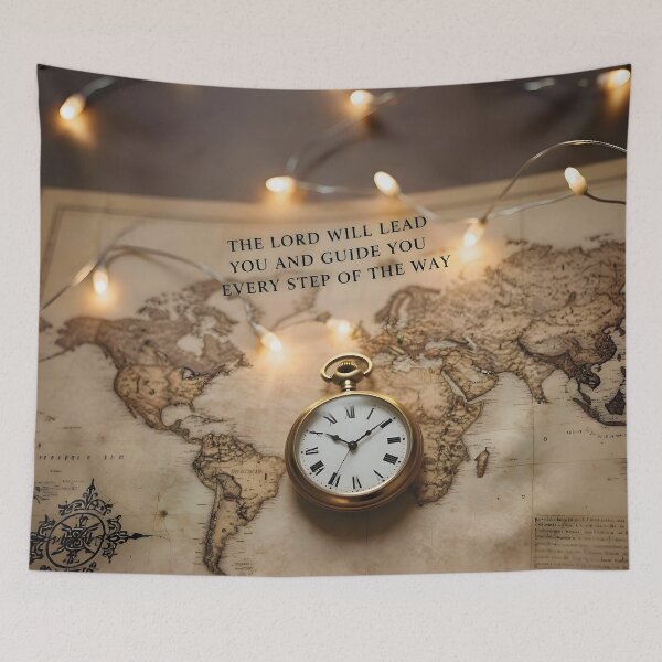Item preview, Vintage Gold Pocket Watch on Sepia World Map designed and sold by Lucia Amaris Art.