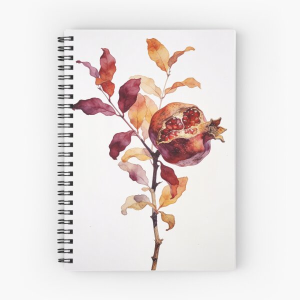 Item preview, Rustic Dried Pomegranate Branch Watercolor - Warm Burgundy Autumn Botanical Wall Art designed and sold by sana designer.