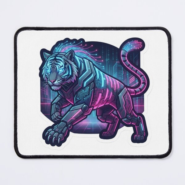 Item preview, Cyberpunk Neon Tiger Sticker | Futuristic Robotic Tiger | Sci-Fi AI Animal Vinyl Decal | Synthwave Tech Art designed and sold by AdityaShop18.