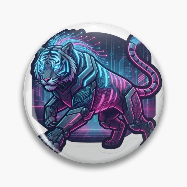 Artikelvorschau, Cyberpunk-Neon-Tiger-Aufkleber | Futuristischer Roboter-Tiger | Sci-Fi-KI-Tier-Vinylaufkleber | Synthwave-Tech-Kunst entworfen und verkauft von AdityaShop18.