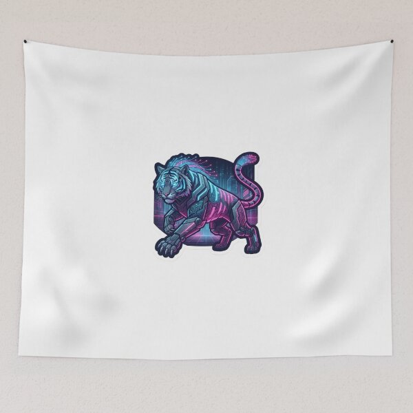 Item preview, Cyberpunk Neon Tiger Sticker | Futuristic Robotic Tiger | Sci-Fi AI Animal Vinyl Decal | Synthwave Tech Art designed and sold by AdityaShop18.