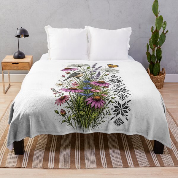 Item preview, Coneflower Meadow with Bird designed and sold by PetalGarden.