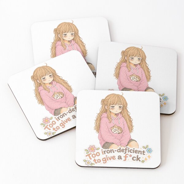 Item preview, Too Iron-Deficient to Give a F*ck | Cute Tired Anime Girl Sticker designed and sold by YourSweetJourney.