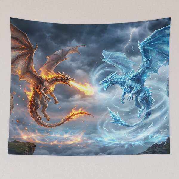 Item preview, Fire & Ice - Clash of the Elemental Dragons designed and sold by zakvisuals.