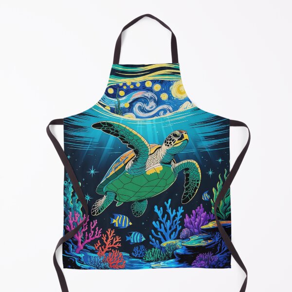 Item preview, Starry Night Sea Turtle – Coral Reef Beneath the Stars v4 designed and sold by DBWStudios.