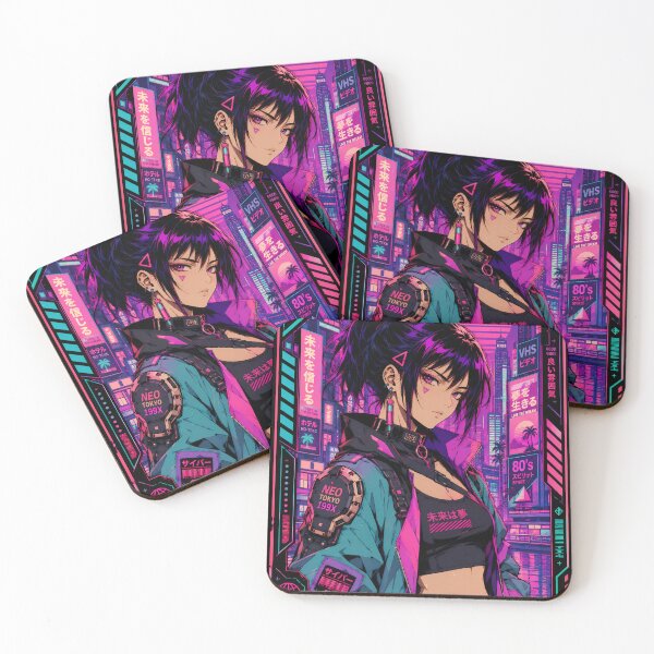 Item preview, Chica Neon Sunset Cyberpunk - Estética Anime Retro designed and sold by Apocalyptic Art Studio.