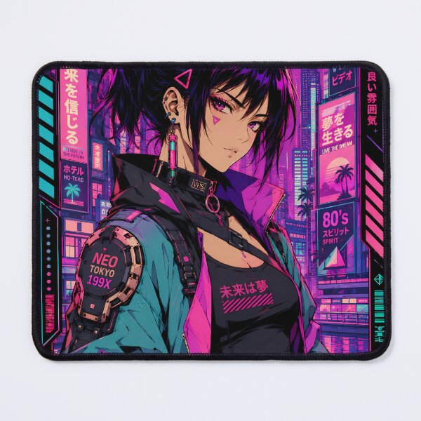 Item preview, Chica Neon Sunset Cyberpunk - Estética Anime Retro designed and sold by Apocalyptic Art Studio.