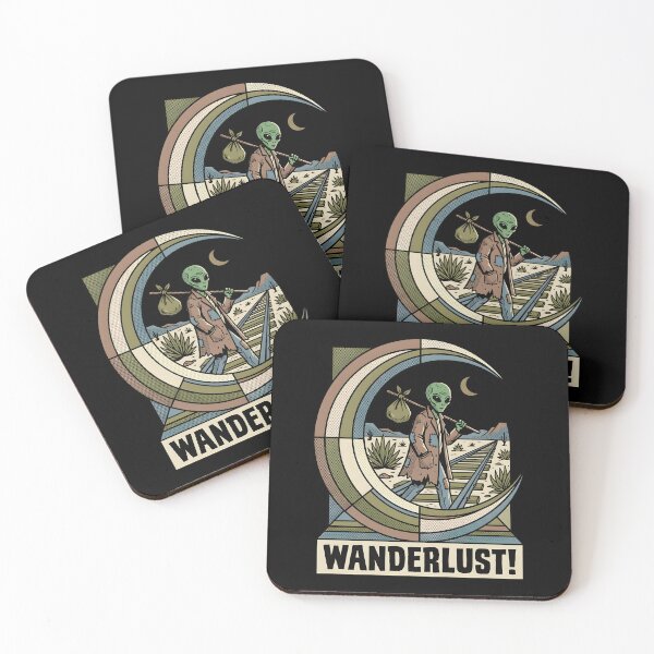 Item preview, Alien Wanderlust Traveler Walking on Tracks Retro Graphic designed and sold by DuckOddity.