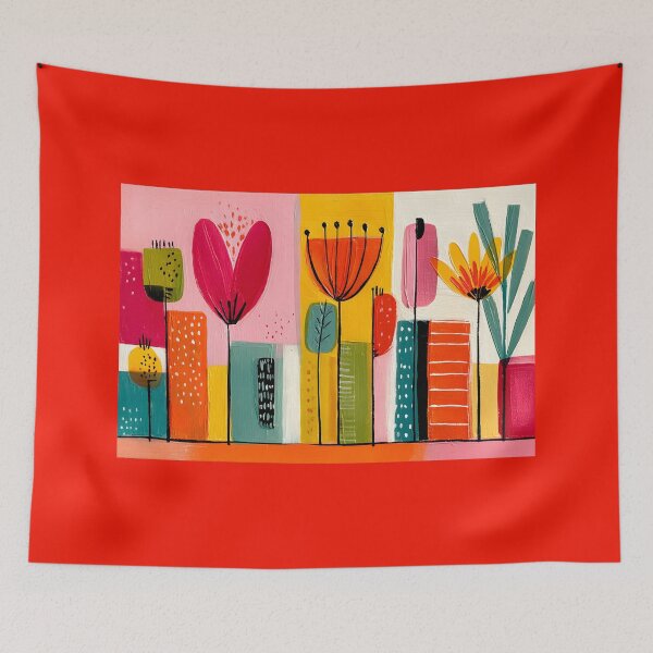 Item preview, Whimsical Botanical Blooms with Bold Patterns and Vibrant Abstract Floral Contemporary Wall Art designed and sold by OlfactoART Studio.