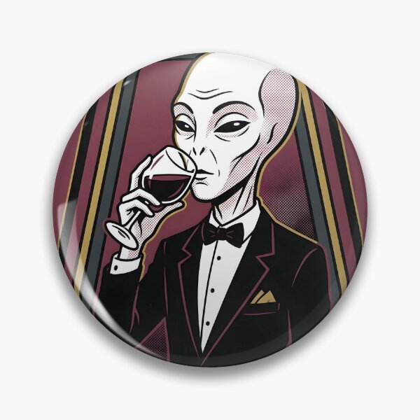 Item preview, Sophisticated Alien Sipping Wine in Tuxedo Retro Graphic designed and sold by DuckOddity.