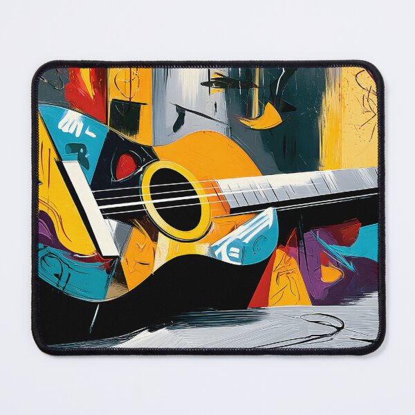 Item preview, Colorful Abstract Guitar Resting in Bold Geometric Style for Contemporary Music Inspired Wall Art designed and sold by OlfactoART Studio.