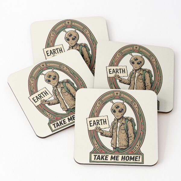 Item preview, Alien Hitchhiker Take Me Home Earth Sign Retro Graphic designed and sold by DuckOddity.
