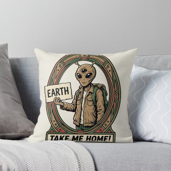 Item preview, Alien Hitchhiker Take Me Home Earth Sign Retro Graphic designed and sold by DuckOddity.