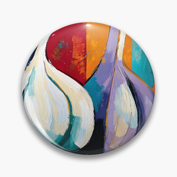 Item preview, Vibrant Garlic Trio with Expressive Colors and Abstract Contemporary Kitchen Still Life Wall Art designed and sold by OlfactoART Studio.