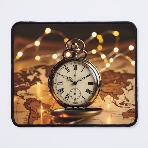 Item preview, Vintage Gold Pocket Watch on Sepia World Map 2 designed and sold by Lucia Amaris Art.