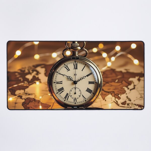 Item preview, Vintage Gold Pocket Watch on Sepia World Map 2 designed and sold by Lucia Amaris Art.
