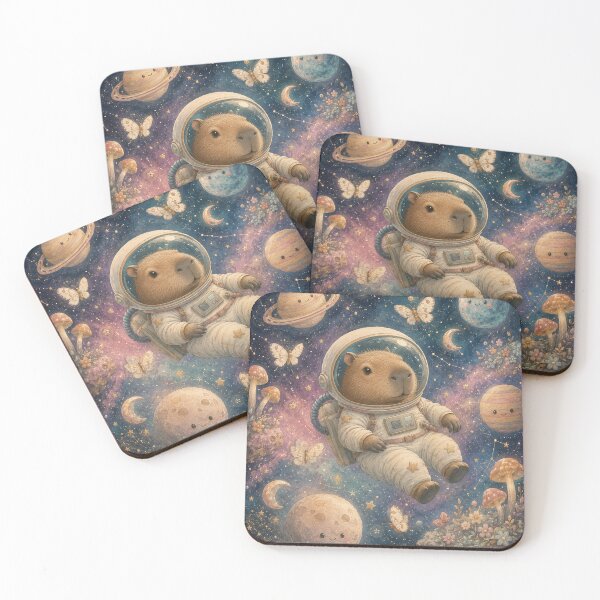 Item preview, Cute Capybara Astronaut in Pastel Galaxy | Whimsical Space Animal Cottagecore Art designed and sold by SOUFIANE1991.
