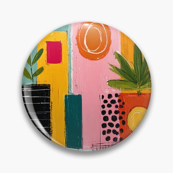 Item preview, Geometric Garden Escape with Vibrant Plants and Bold Abstract Contemporary Botanical Wall Art designed and sold by OlfactoART Studio.