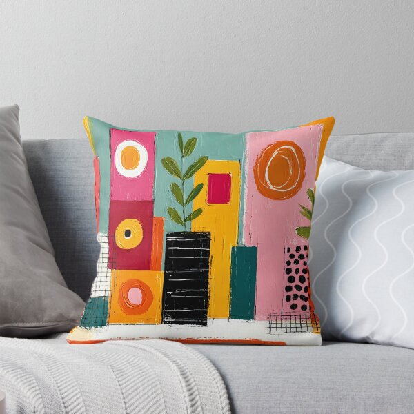 Item preview, Geometric Garden Escape with Vibrant Plants and Bold Abstract Contemporary Botanical Wall Art designed and sold by OlfactoART Studio.
