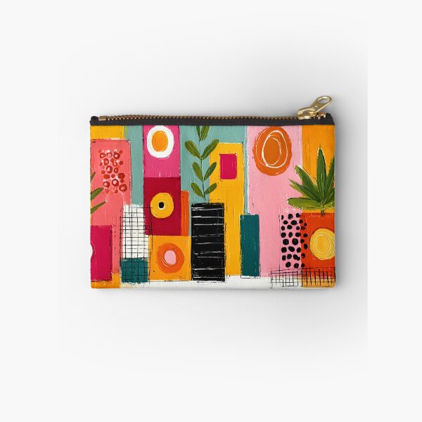 Item preview, Geometric Garden Escape with Vibrant Plants and Bold Abstract Contemporary Botanical Wall Art designed and sold by OlfactoART Studio.