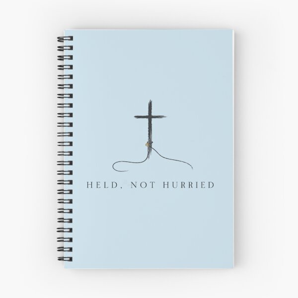 Artikelvorschau, Minimalistisches Kreuz-Shirt „Held Not Hurried“ für christliche Frauen entworfen und verkauft von POD DYNASTY | Original Print On Demand T-Shirt Graphics.