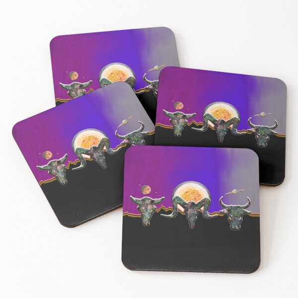 Item preview, Web Heads Black Mountain Purple celestial Sky with Bison, Ram, and Bull designed and sold by AJLeibengeist.
