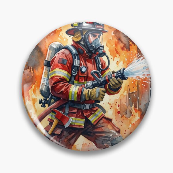 Item preview, Brave Firefighter Battling Intense Blazing Flames Watercolor designed and sold by Pride Emblem Prints.