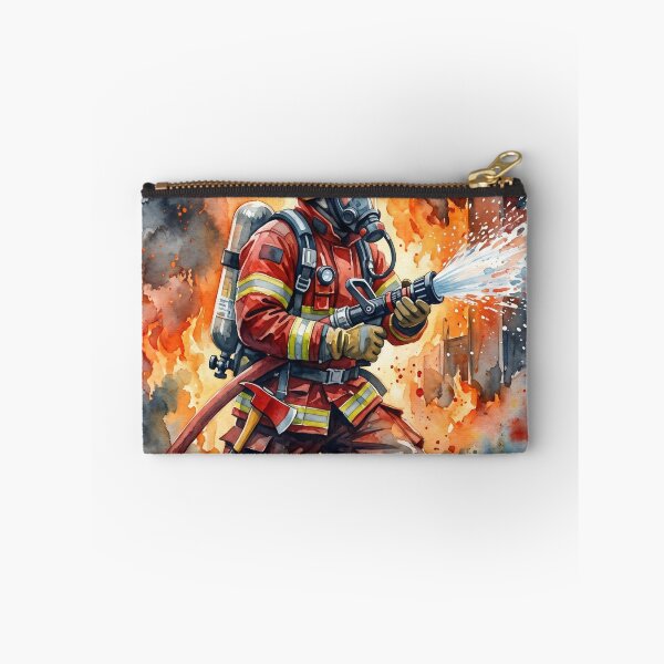 Item preview, Brave Firefighter Battling Intense Blazing Flames Watercolor designed and sold by Pride Emblem Prints.