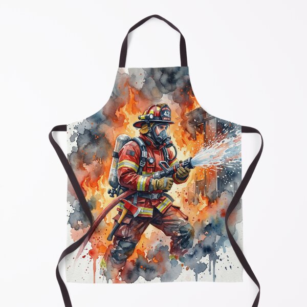 Item preview, Brave Firefighter Battling Intense Blazing Flames Watercolor designed and sold by Pride Emblem Prints.