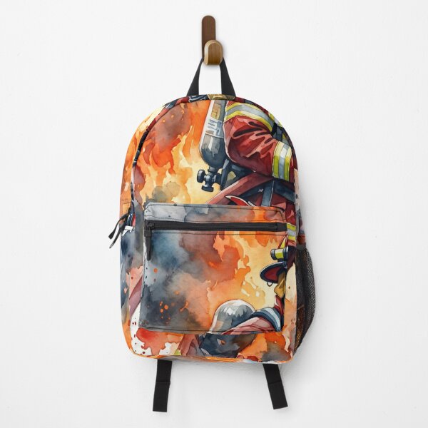 Item preview, Brave Firefighter Battling Intense Blazing Flames Watercolor designed and sold by Pride Emblem Prints.