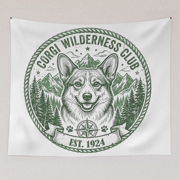 Item preview, Vintage Corgi Wilderness Club Shirt, Retro Corgi Mountain Forest Badge Est 1924 Tee, Unique Corgi Outdoor Gift for Dog and Nature Lovers designed and sold by Wearable Canvas...