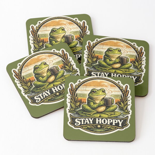 Item preview, Stay Hoppy | Funny Vintage Frog T-Shirt & Sticker Design designed and sold by Aliplus+.