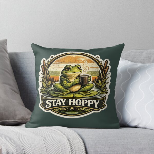 Item preview, Stay Hoppy | Funny Vintage Frog T-Shirt & Sticker Design designed and sold by Aliplus+.