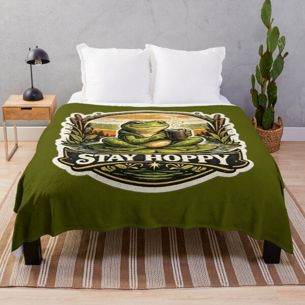Item preview, Stay Hoppy | Funny Vintage Frog T-Shirt & Sticker Design designed and sold by Aliplus+.