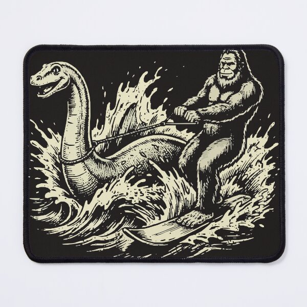 Item preview, Bigfoot Water Skiing Behind Nessie cryptid humor t-shirts designed and sold by yassclothes23.