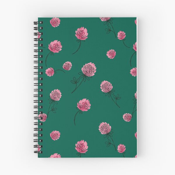 Item preview, Pink Clover Flower Pattern on Emerald Green designed and sold by NuvoraNest.