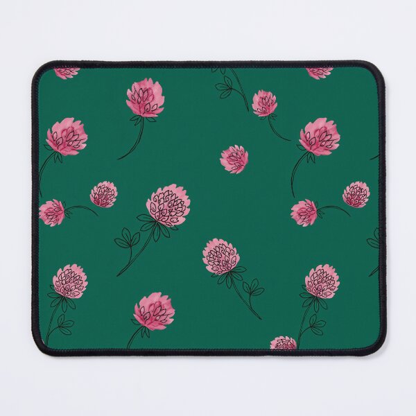 Item preview, Pink Clover Flower Pattern on Emerald Green designed and sold by NuvoraNest.