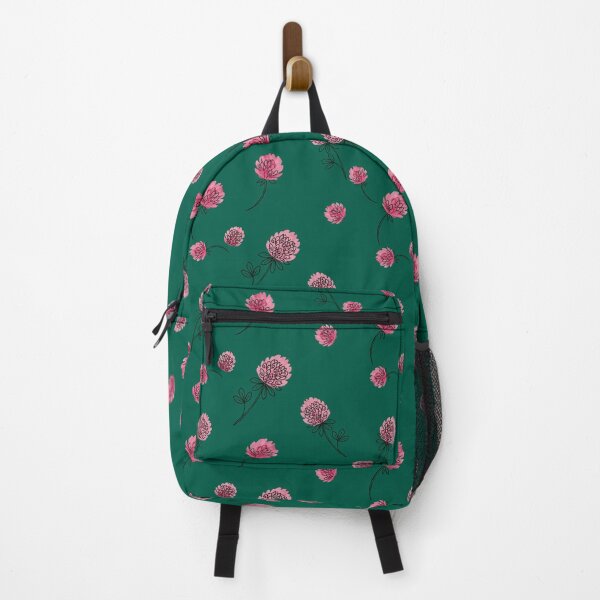 Item preview, Pink Clover Flower Pattern on Emerald Green designed and sold by NuvoraNest.