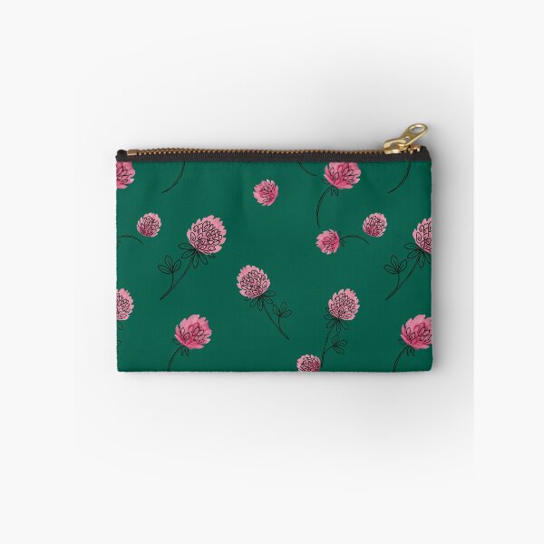 Item preview, Pink Clover Flower Pattern on Emerald Green designed and sold by NuvoraNest.