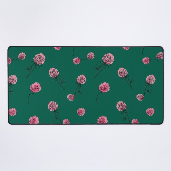Item preview, Pink Clover Flower Pattern on Emerald Green designed and sold by NuvoraNest.