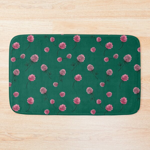 Item preview, Pink Clover Flower Pattern on Emerald Green designed and sold by NuvoraNest.