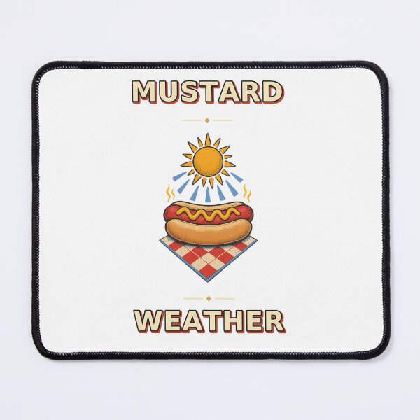 Item preview, Mustard Weather Sunny Retro Hot Dog Graphic designed and sold by Freshloop Studio | Whimsical Vintage Art.