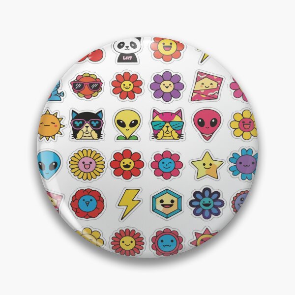 Item preview, Google Başlığı: "Y2K Sticker Bomb Pattern" Retro Pop Art Graphic - 90s Nostalgia Alien & Flower Icons - Indie Kidcore Aesthetic designed and sold by BestChoiceService.