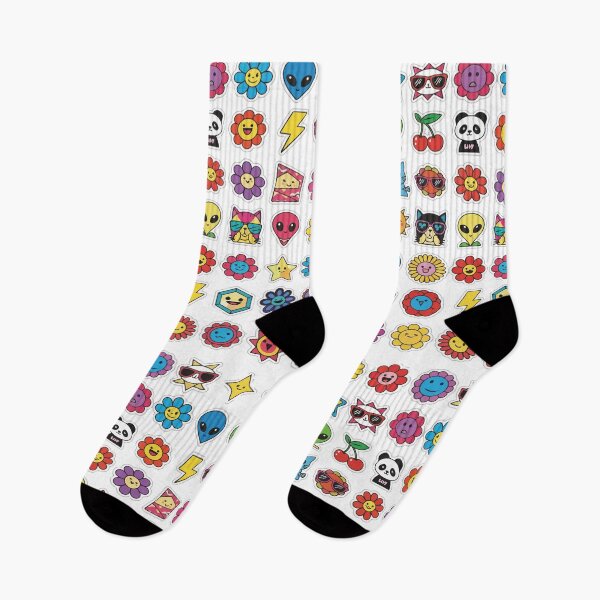 Item preview, Google Başlığı: "Y2K Sticker Bomb Pattern" Retro Pop Art Graphic - 90s Nostalgia Alien & Flower Icons - Indie Kidcore Aesthetic designed and sold by BestChoiceService.